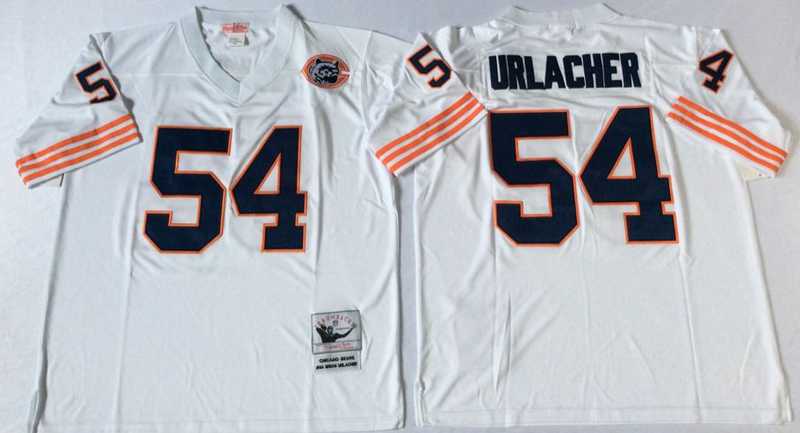 Bears 54 Brian Urlacher White M&N Throwback Jersey->nfl m&n throwback->NFL Jersey